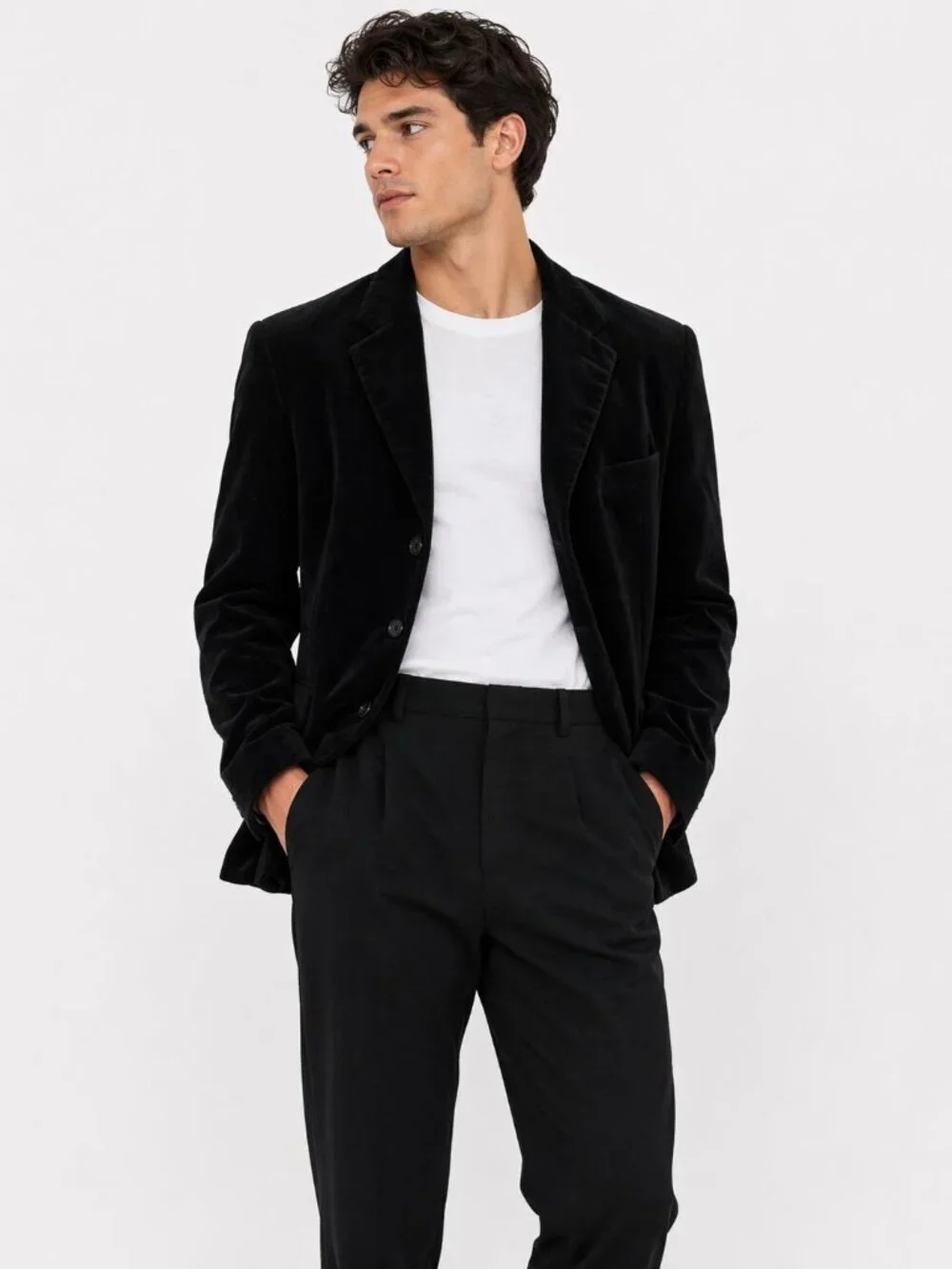 VINTAGE Ciro Citterio Black Velvet Blazer Jacket Large / 42 Reg